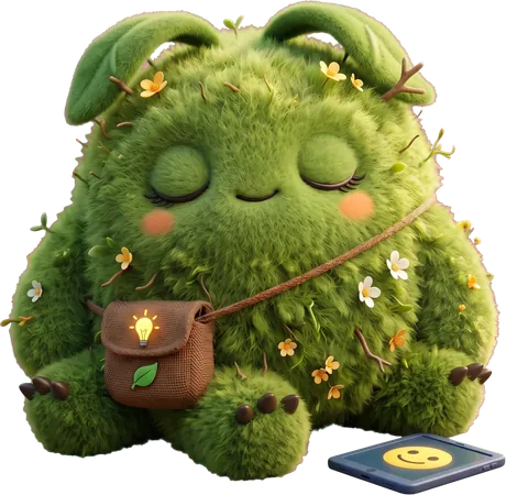 Mo sitting on the ground, eyes closed, dozing next to a little tablet.